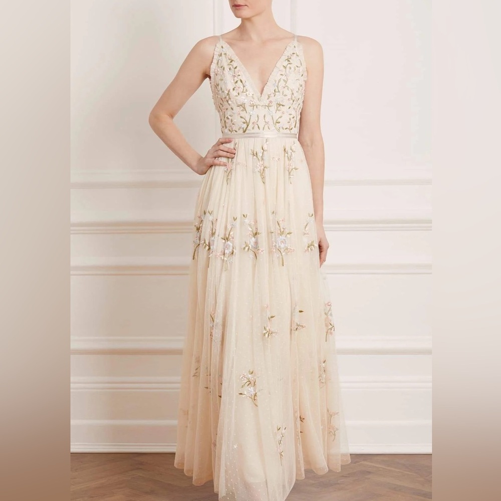 Needle & Thread Petunia Gown Champagne Size 6